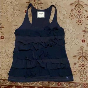 Navy Ruffle Racer Tank Abercrombie & Fitch